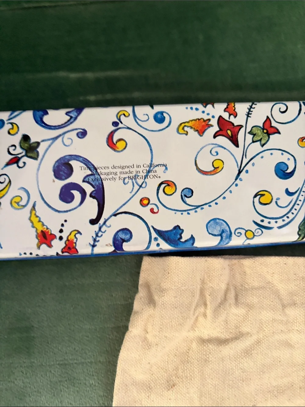 Brighton Art & Soul Decorative Strap in Blue, Yellow and Orange Scroll Motif